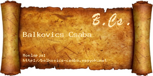 Balkovics Csaba névjegykártya